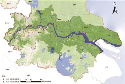 长江干流江苏段总体水质较好,10个监测断面水质均符合Ⅲ类标准,与2016