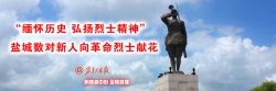 鹽城數對新人向革命烈士獻花

