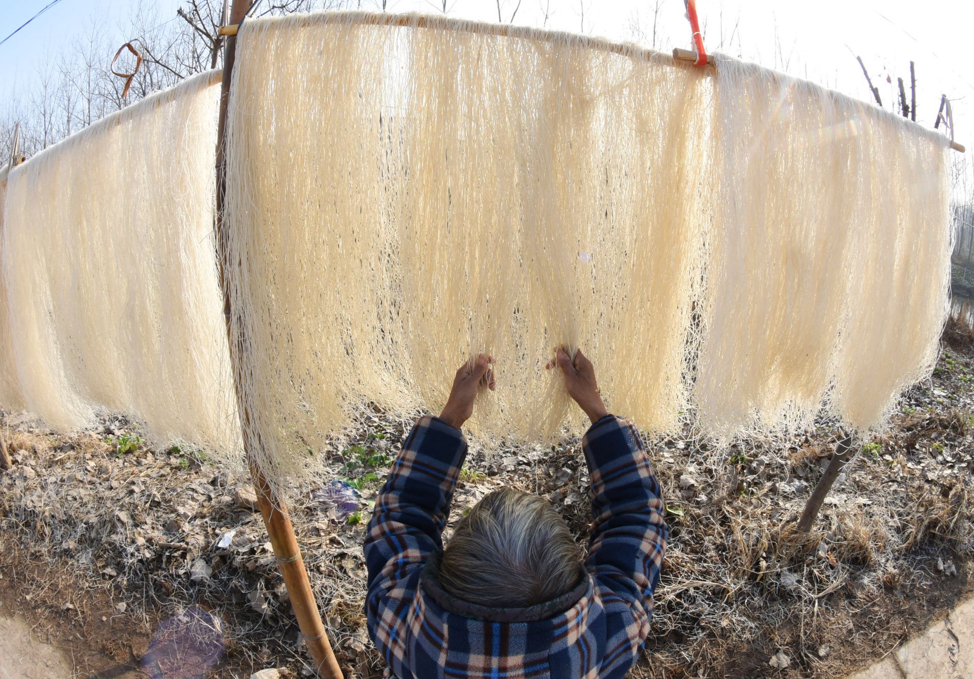 江苏灌南:传统粉丝晾晒忙