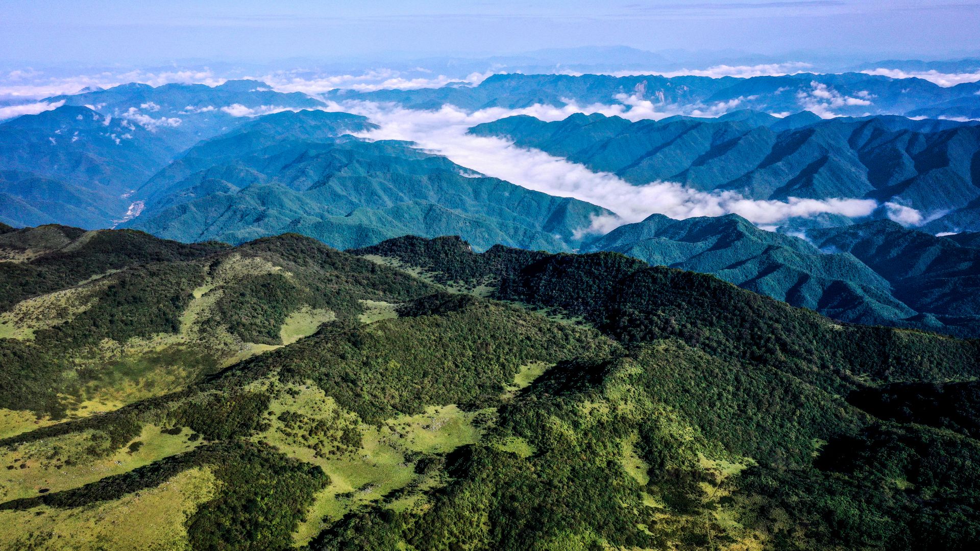 云起峰峦间紫柏山如画