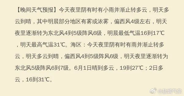 注意防暑降温最高气温将达31℃气温回升明天天气转好据盐城气象预报