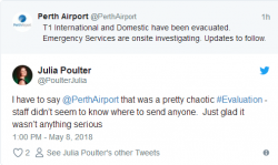 澳珀斯国际机场因不明原因紧急疏散 现场一片混乱