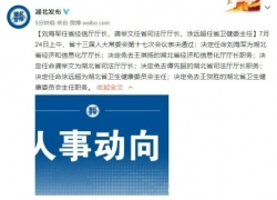 王贺胜被免去湖北卫健委主任职务 此前已任省委常委