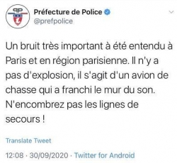巴黎传出“巨大爆炸声” 警方称系战斗机音爆