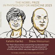 2023年诺贝尔生理学或医学奖揭晓，两位mRNA技术开创者获奖