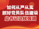 如何从严从实抓好党员队伍建设，总书记这样强调